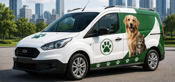 Pati işaretli pet taksi minivanı